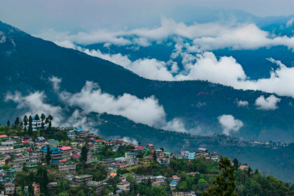 Darjeeling town below the Himalayas