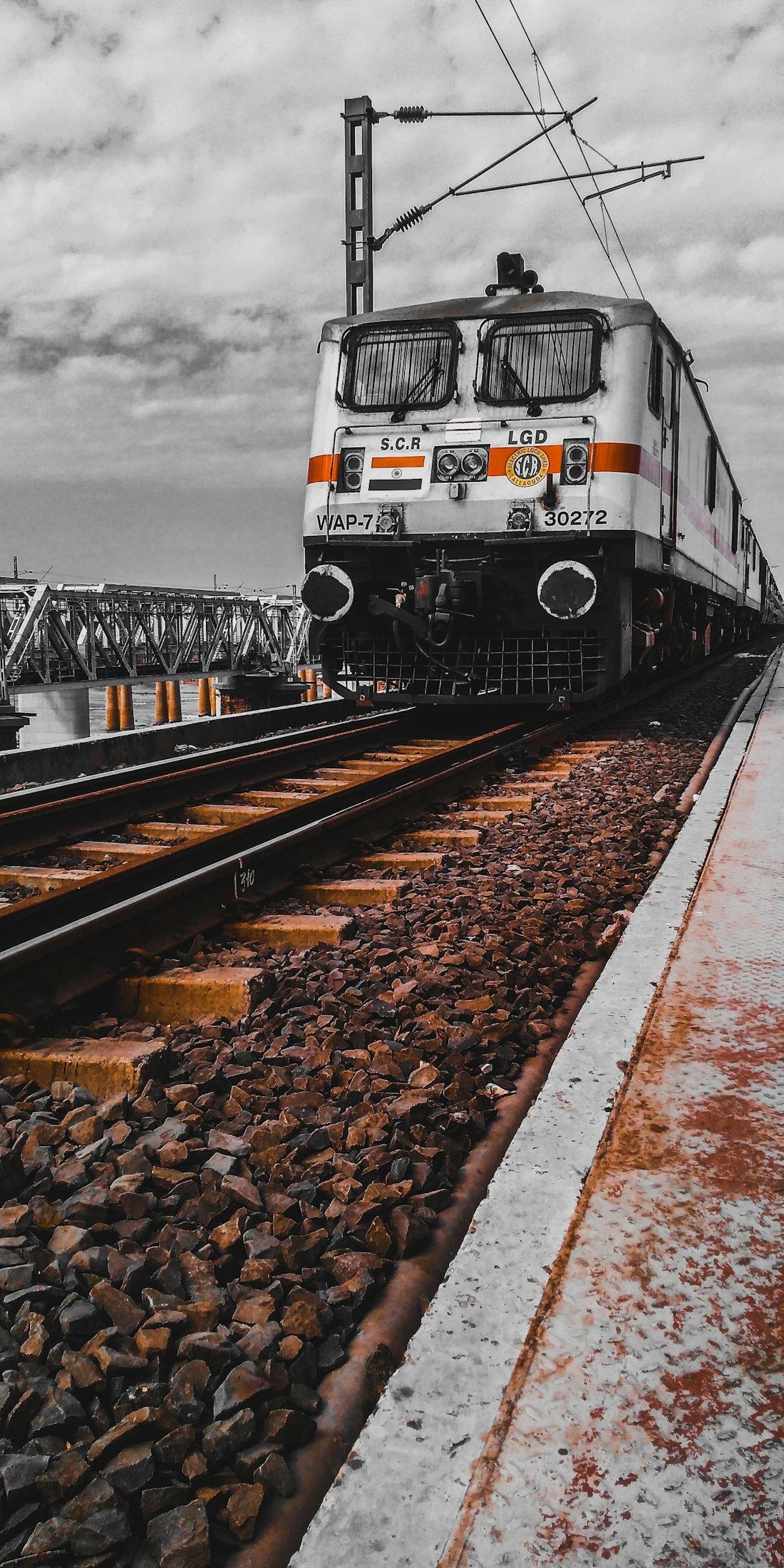 Railway tracks at a station